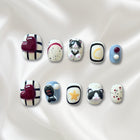 «PURRFECT LOVE HEARTS»- 3D Cute Cat Press-On Nails with Red Heart Accents, Sweet & Playful Design