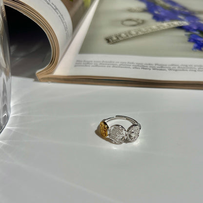 «TRIPLE COIN BAND» — Adjustable Sterling Silver Ring with Gold & Silver Ancient Coin Accents