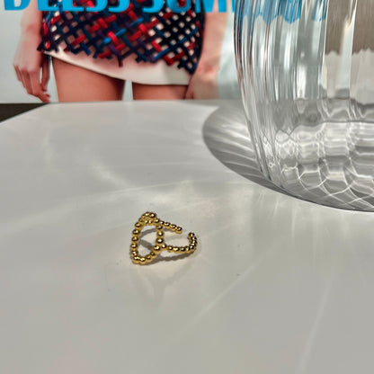 «OVAL BEAD RING» — Dainty Beaded Oval Open Ring