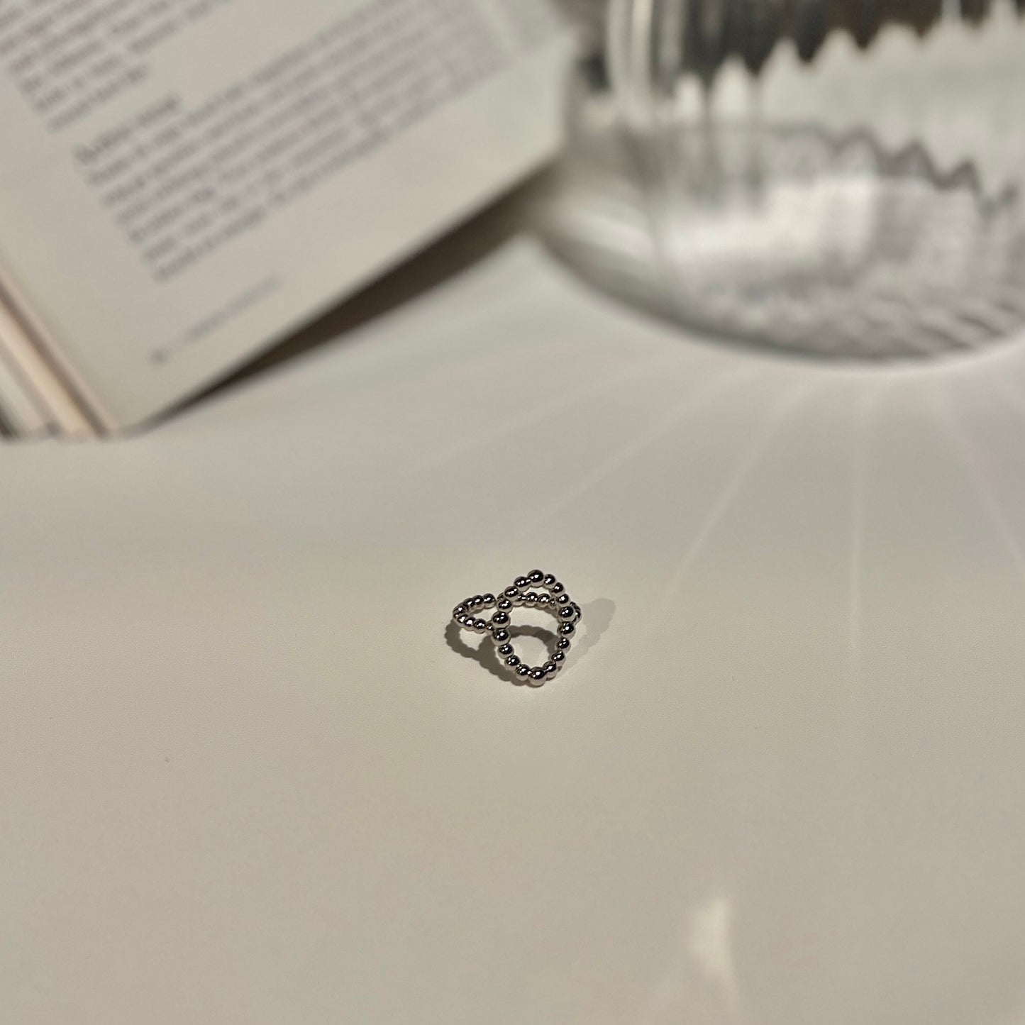 «OVAL BEAD RING» — Dainty Beaded Oval Open Ring