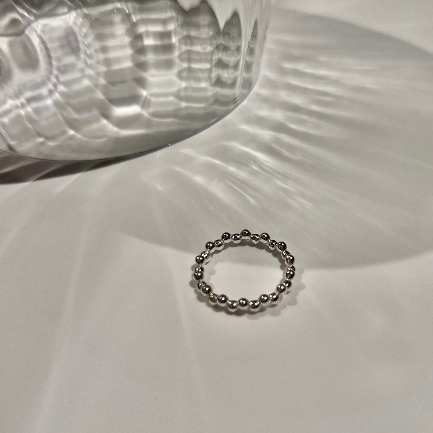 «SILVER BEADED STACK RING» — Minimal Slim Ring for Everyday Stacking