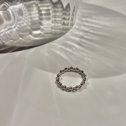 «SILVER BEADED STACK RING» — Minimal Slim Ring for Everyday Stacking