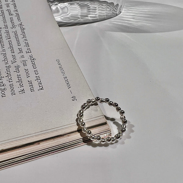 «SILVER BEADED STACK RING» — Minimal Slim Ring for Everyday Stacking