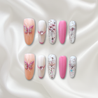 «SUMMER BUTTERFLY DREAMS»- Pink & Purple Press-On Nails with 3D Butterfly Design, Soft & Romantic Summer Style