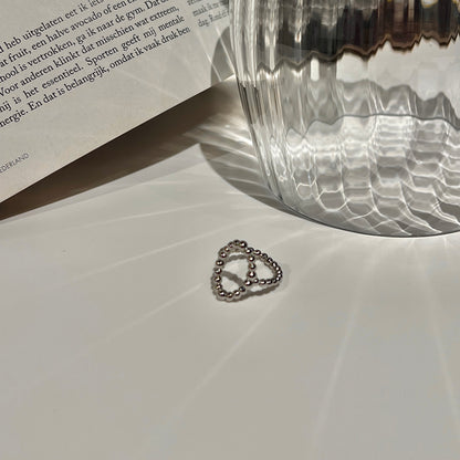 «OVAL BEAD RING» — Dainty Beaded Oval Open Ring