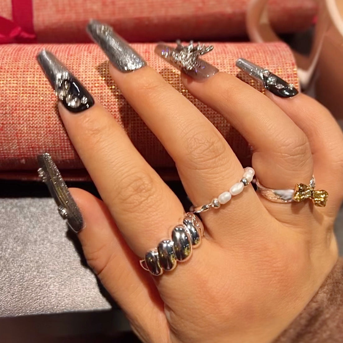 «SILVER BUBBLE BAND» — Adjustable Sterling Silver Bead Ring