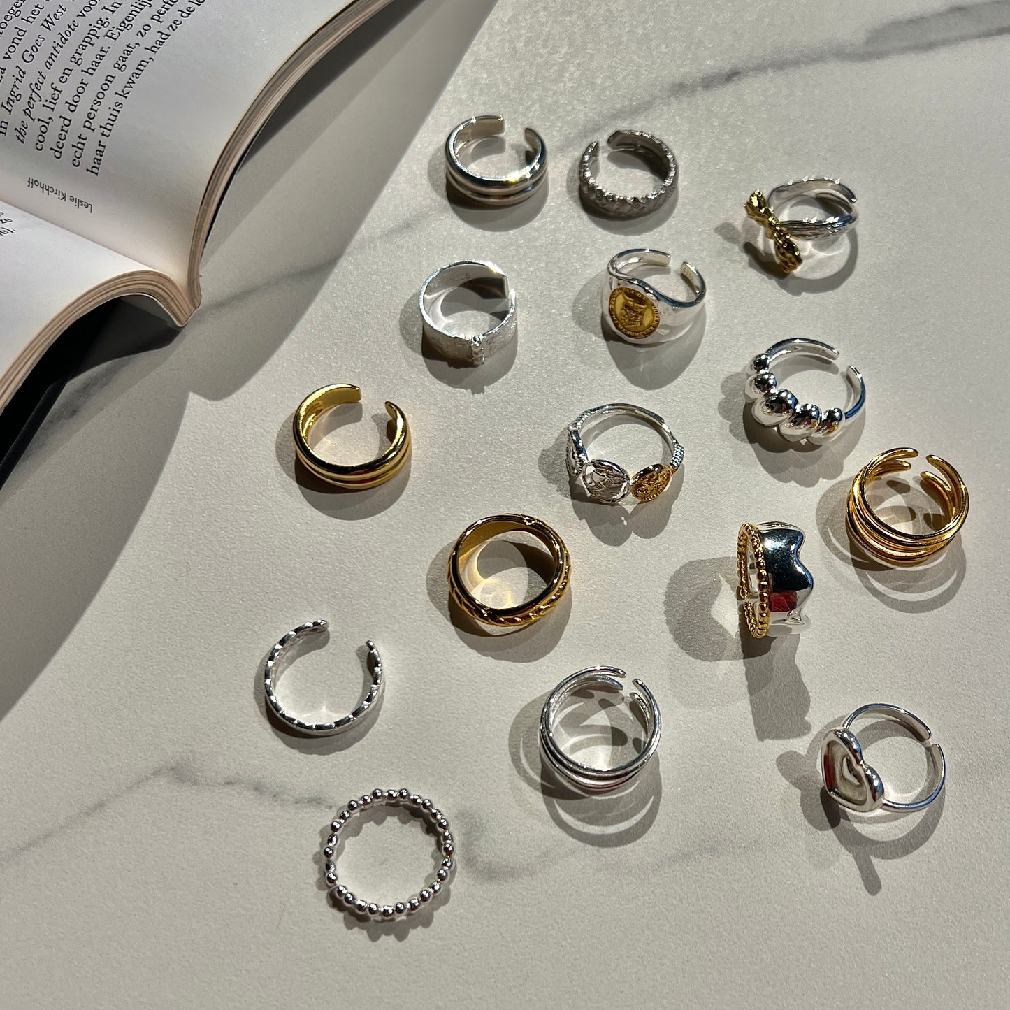 «OVAL BEAD RING» — Dainty Beaded Oval Open Ring